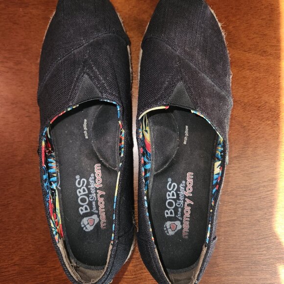 Sketchers Bobs Black Espadrille Wedge Style Sz 8.5 - Picture 3 of 11